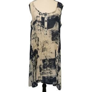 Model France Semi Sheer Gauze Mini Dress/Cover Up Blue & White - Sz M